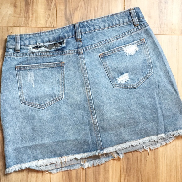 . OOTDFASH Distressed High Waist Denim Skirt - Picture 5 of 9